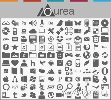 Ourea — яркая тема оформления с оригинальными решением заголовка окон