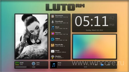 Luto — красивый набор темных матовых виджетов для Rainmeter