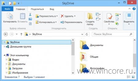Windows 8.1:    SkyDrive