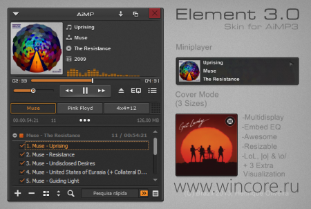 Element 3.0 — стильный скин для AIMP 3.50