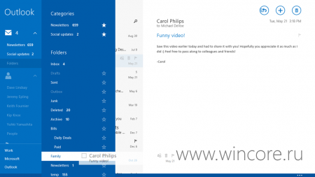 С Windows 8.1 будет поставляться серьёзно обновлённый почтовый клиент