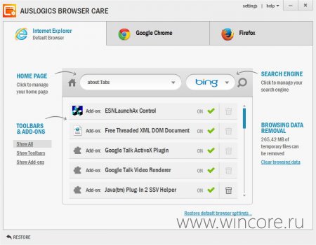 Auslogics Browser Care — полезный инструмент для обслуживания браузера