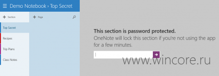 OneNote для Windows 8.1 теперь позволяет просматривать защищенные паролем заметки