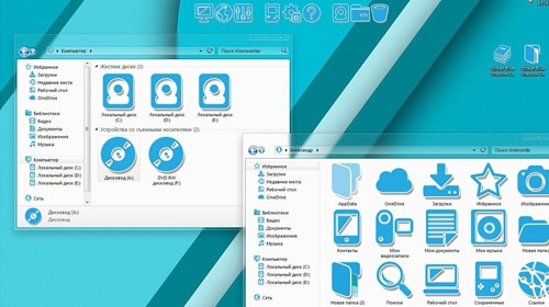 Sticker Blue Shadow IconPack — набор необычных иконок с инсталлятором