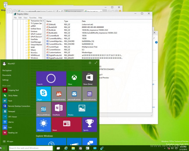 Windows 10 Technical Preview Build 10036:      