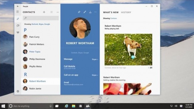 Скриншоты свежих версий приложений Почта, Люди и Календарь для Windows 10