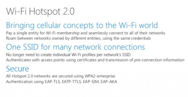 Windows 10    Wi-Fi Hotspot 2.0  Bluetooth Wideband Speech