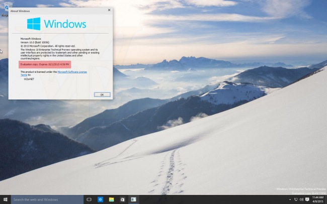 Windows 10 Technical Preview 10056: первые скриншоты и подробности
