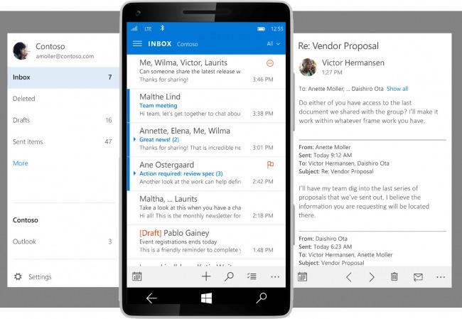 Скриншоты обновлённых версий Почты и Календаря для смартфонов с Windows 10