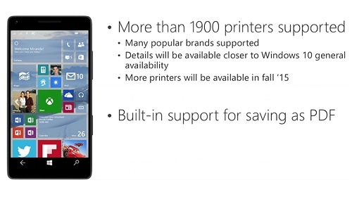 Мобильная версия Windows 10 также получит виртуальный PDF-принтер