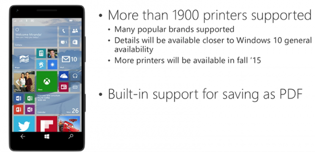 Мобильная версия Windows 10 также получит виртуальный PDF-принтер