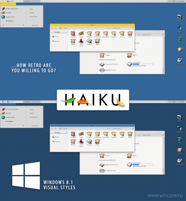 Haiku OS Windows 8.1 — забавная тема оформления для ностальгирующих по BeOS