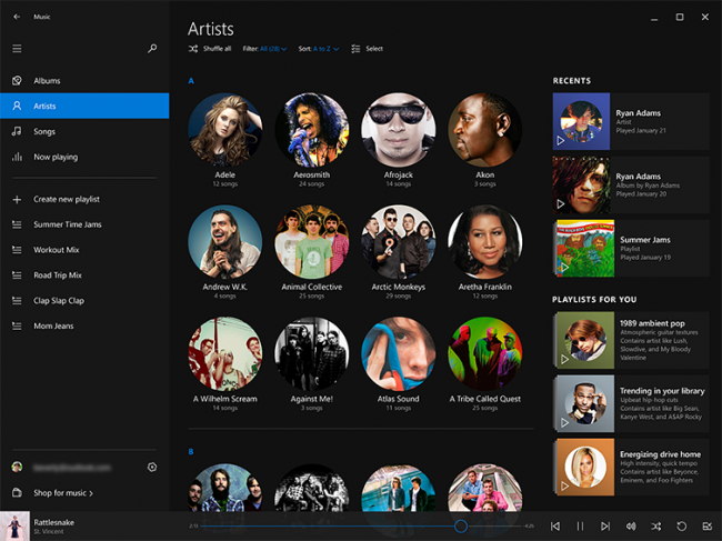В сеть попал скриншот финальной версии приложения Музыка для Windows 10