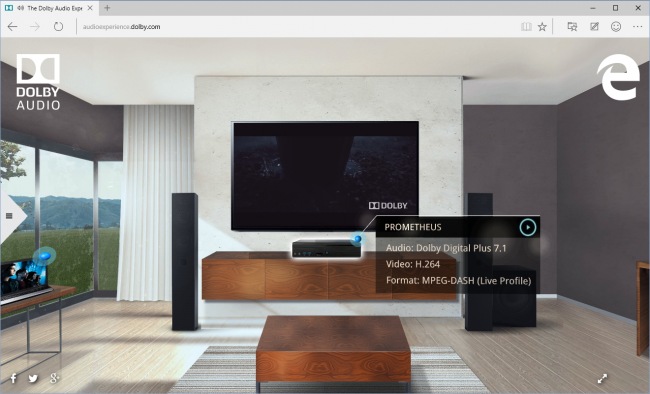 Microsoft Edge получил поддержку Dolby Digital Plus