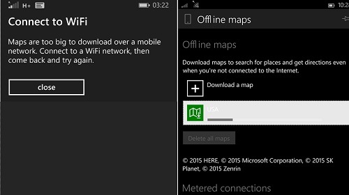 В Windows 10 Mobile карты можно будет скачивать и по мобильному соединению