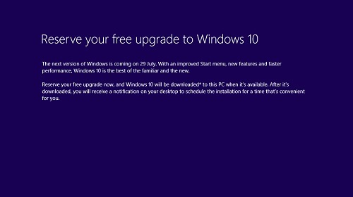 Предложение зарезервировать Windows 10 включено и в инсталлятор Windows 8.1