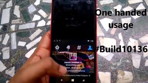 Демонстрация нового режима использования Windows 10 Mobile одной рукой