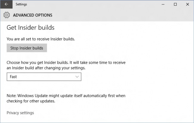 «Инсайдеры» смогут отказаться от получения новых сборок Windows 10