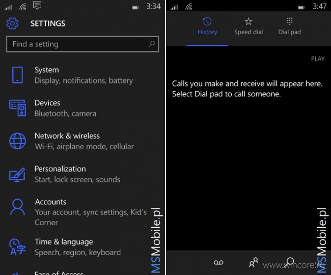 Скриншоты Windows 10 Mobile build 10149
