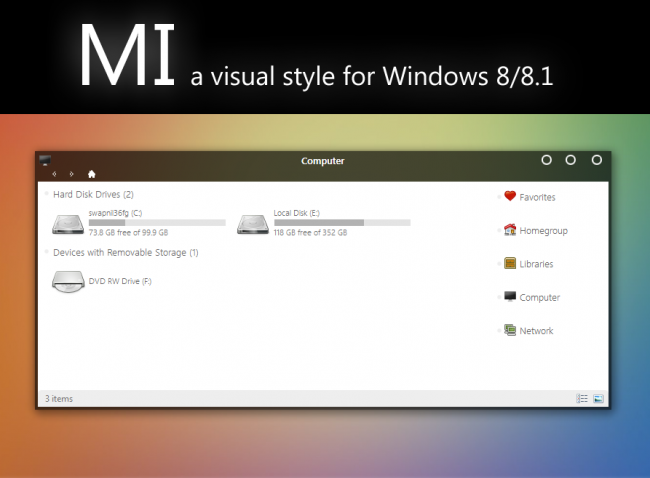 MI — элегантная тема оформления для Windows 8.1