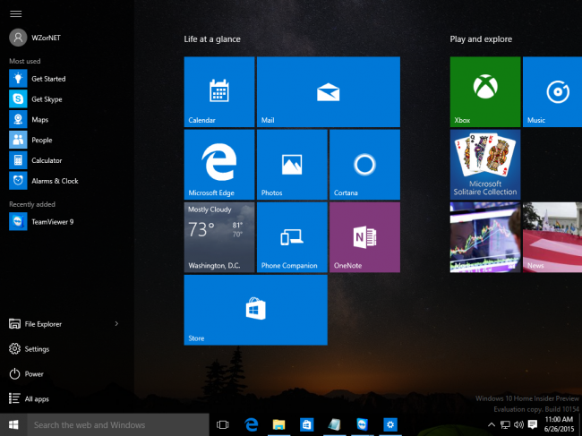    Windows 10 Insider Preview Build 10154