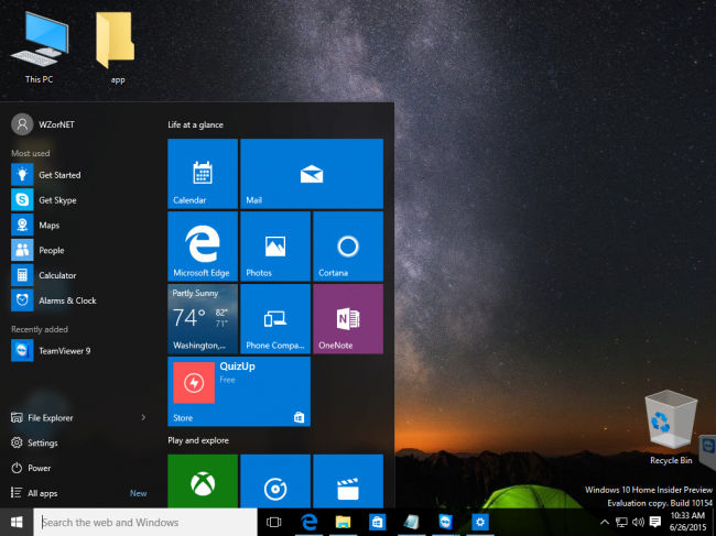    Windows 10 Insider Preview Build 10154