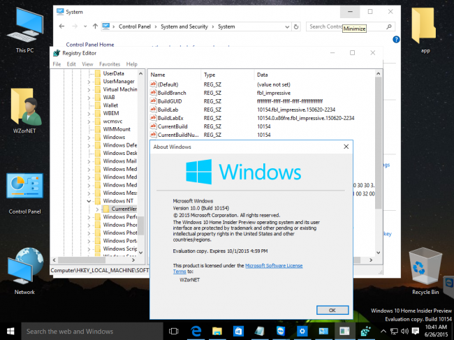    Windows 10 Insider Preview Build 10154