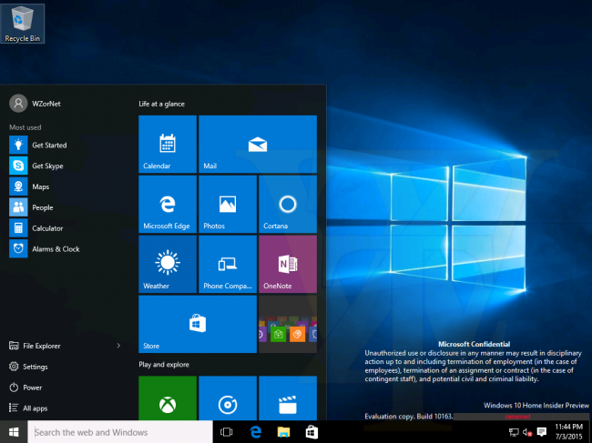 : Windows 10 Insider Preview 10163