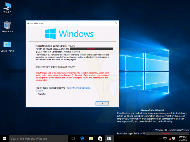 : Windows 10 Insider Preview 10163