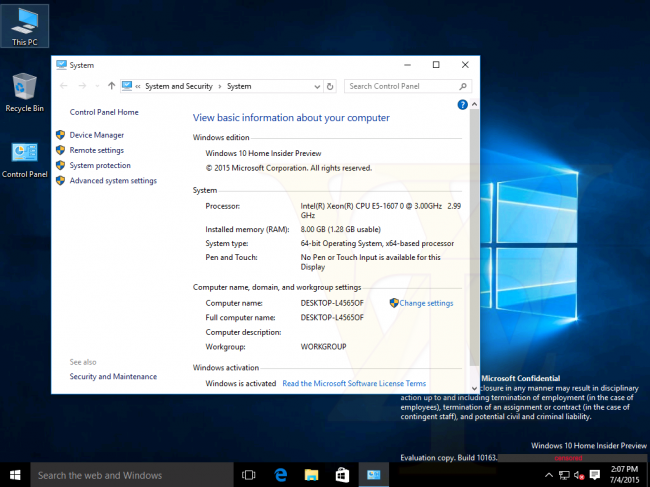 : Windows 10 Insider Preview 10163