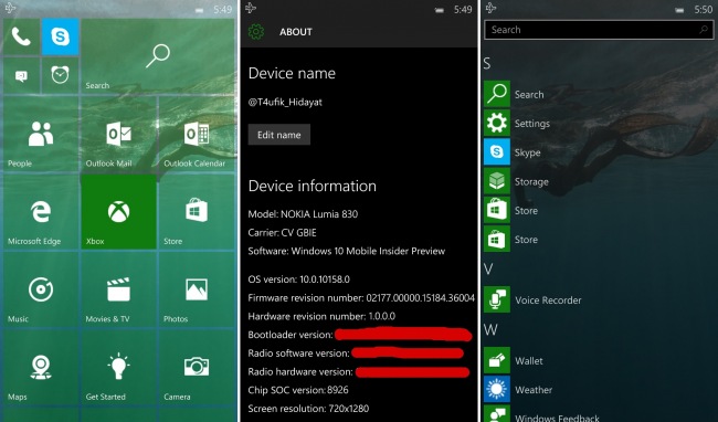 Windows 10 Mobile build 10158      