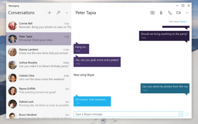 Приложение Сообщения для Windows 10 мелькнуло в промо-ролике