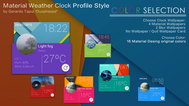 Material Profile Weather Clock — виджет часов и погоды для XWidget