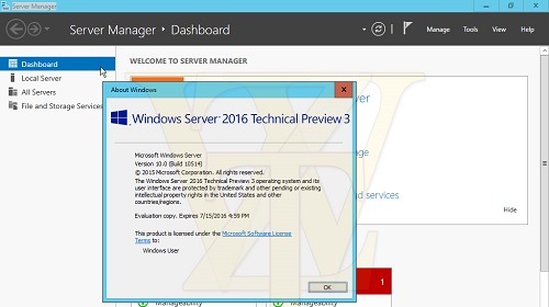    Windows Server 2016 Technical Preview 3 build 10514