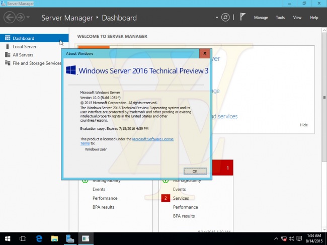    Windows Server 2016 Technical Preview 3 build 10514