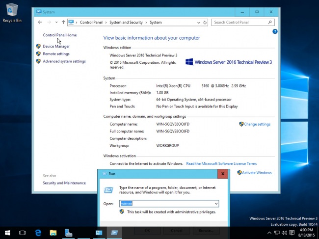    Windows Server 2016 Technical Preview 3 build 10514