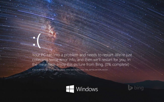 Концепт «прекрасного экрана смерти» для Windows