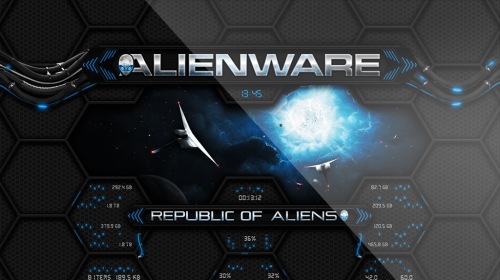 Alienware Wormhole BLUE — футуристичный скин для Rainmeter