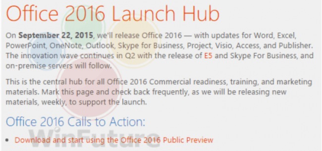 Слухи: релиз Office 2016 состоится 22 сентября
