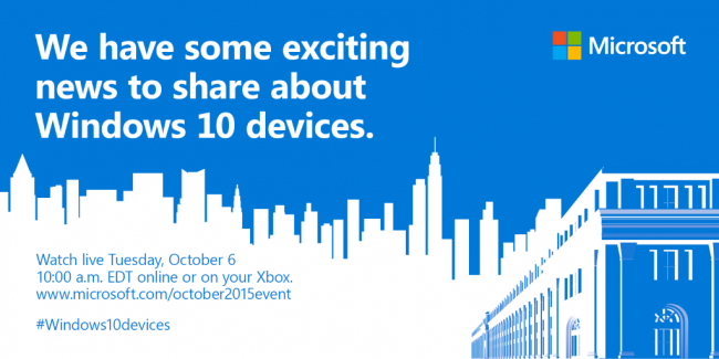 Microsoft представит свои новые устройства 6 октября
