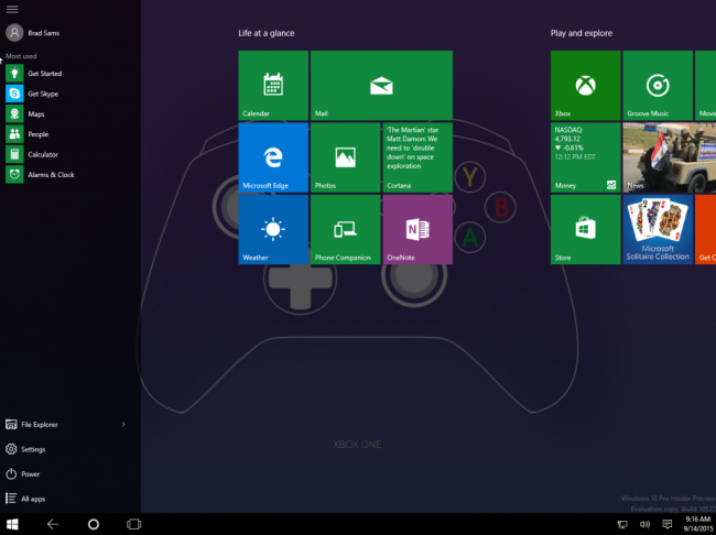 Скриншоты Windows 10 Insider Preview 10537