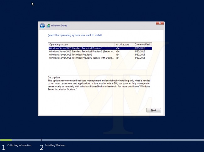      Windows Server 2016 Technical Preview 3 Build 10537