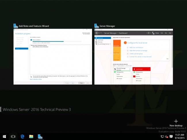      Windows Server 2016 Technical Preview 3 Build 10537