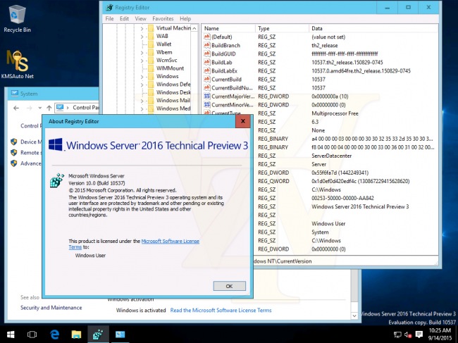      Windows Server 2016 Technical Preview 3 Build 10537