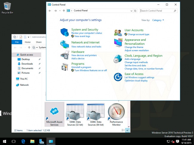      Windows Server 2016 Technical Preview 3 Build 10537