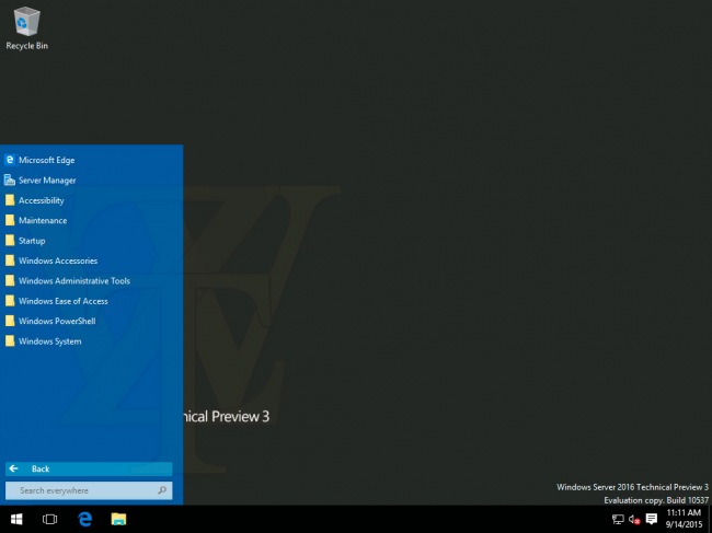      Windows Server 2016 Technical Preview 3 Build 10537