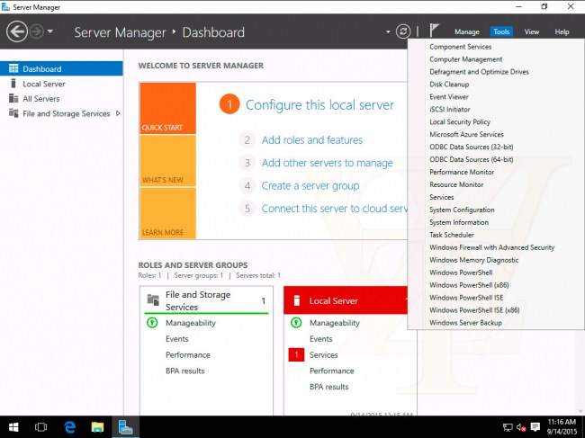      Windows Server 2016 Technical Preview 3 Build 10537