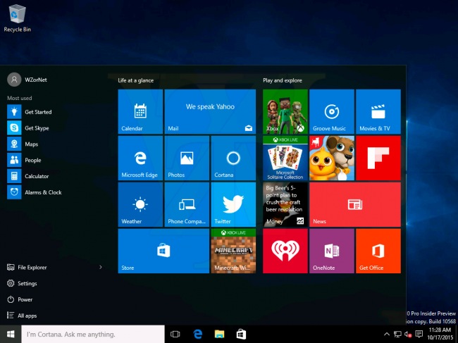 В сеть просочилась ещё одна сборка Windows 10 Insider Preview