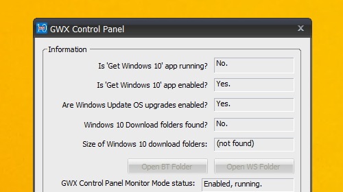 GWX Control Panel — отказываемся от обновления до Windows 10