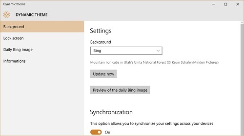 Dynamic theme — изображение дня Bing для рабочего стола и экрана блокировки